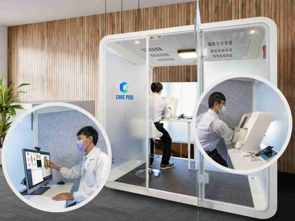 达擎于医疗科技展中展出＂远距诊疗舱＂，，，以因应医疗数字化及社会高龄化趋势下、、、、复诊及慢性病患等族群对于远距看诊需求逐渐升高所推出的创新整合方案。。多功能合一、、、高隐私性的远距诊疗舱可根据病患端与医师端的不同需求，，，提供弹性化及客制化功能，，节省医生和病患的精力及时间